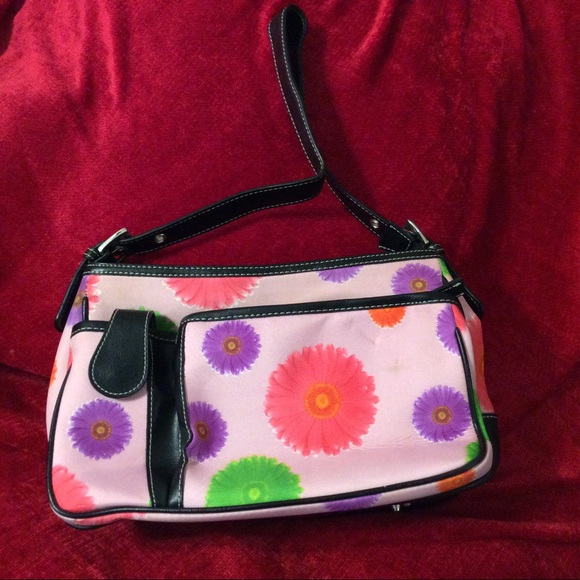 Handbags - Pink floral satchel purse bag 12” by 7” by 4 1/2”